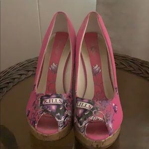 Ed Hardy peep toe sandals